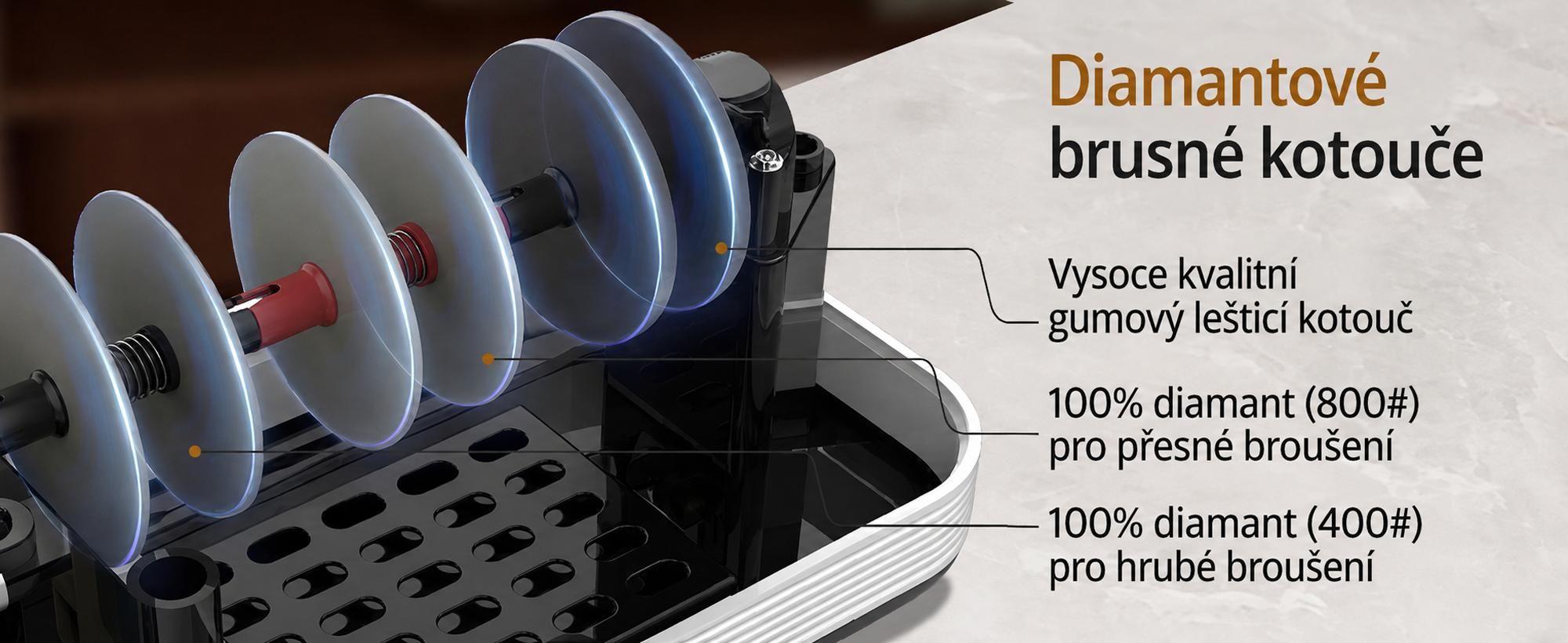 Olvy Elektrický brousek na nože PRO, profesionální diamantový brousek na nože, brousek na nůžky