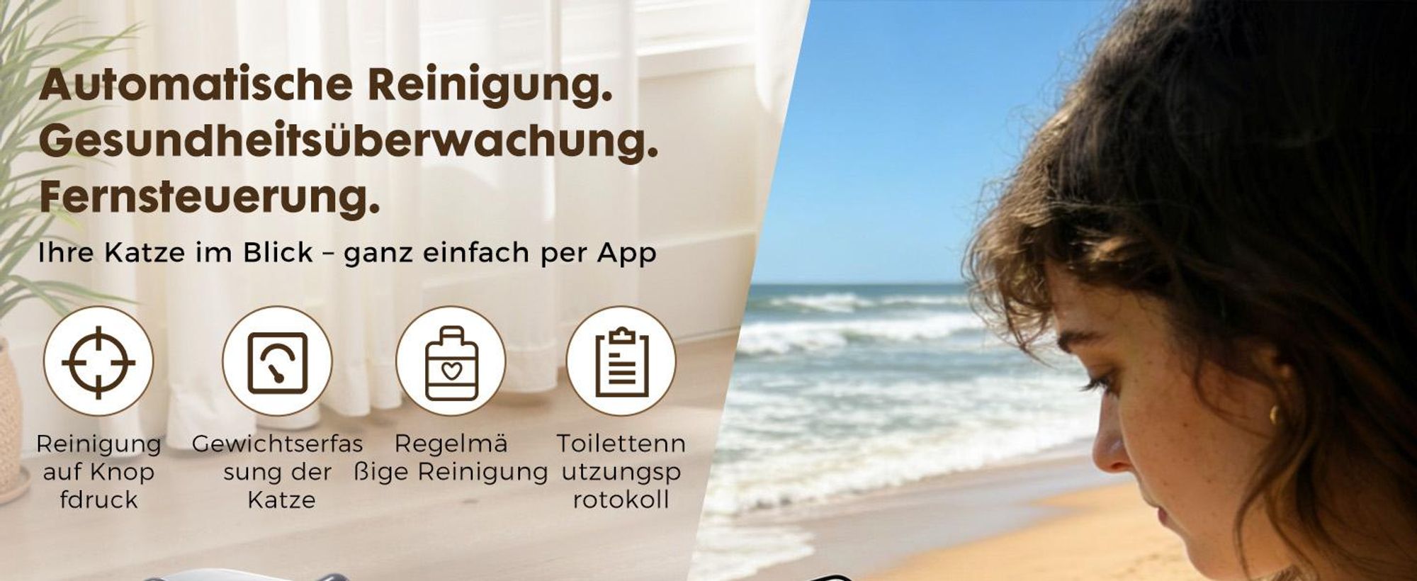 GTPLAYER Katzenklo Selbstreinigend, 66L Automatisches Katzenklo Mit App-Steuerung & Infrarotsensor, Anti-Einklemmung, Elektrisches Katzenkloes Grau
