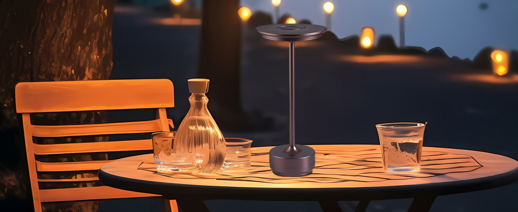 Kabellose Dimmbare LED Akku Tischleuchte Touch Tischlampe Lampe Wohnzimmer Nachttischlampen Dreifarbiges Licht braun