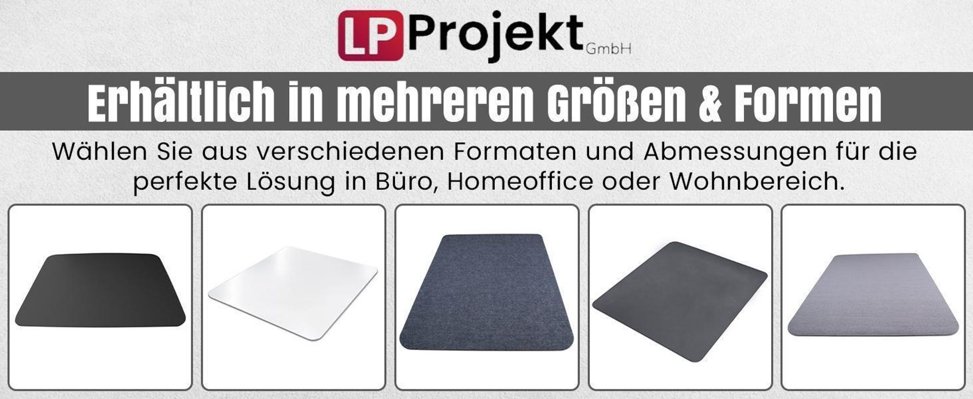 LP Projekt Bodenschutzmatte transparent 115x135cm - Schreibtischstuhl Unterlage - erlage rutschfest - Schutzmatte Bürostuhl - Stuhlunterlage