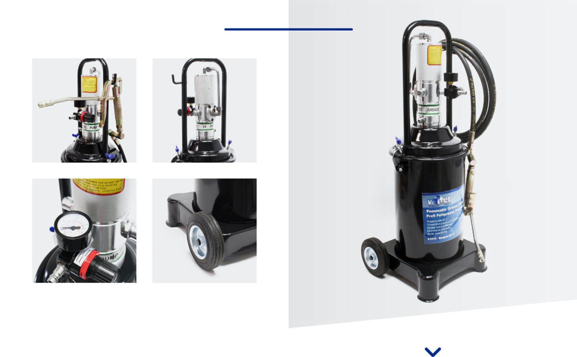Profi Fettpresse fahrbar mit Druckluft betrieben und 12 Liter Tank pneumatische Abschmierpresse