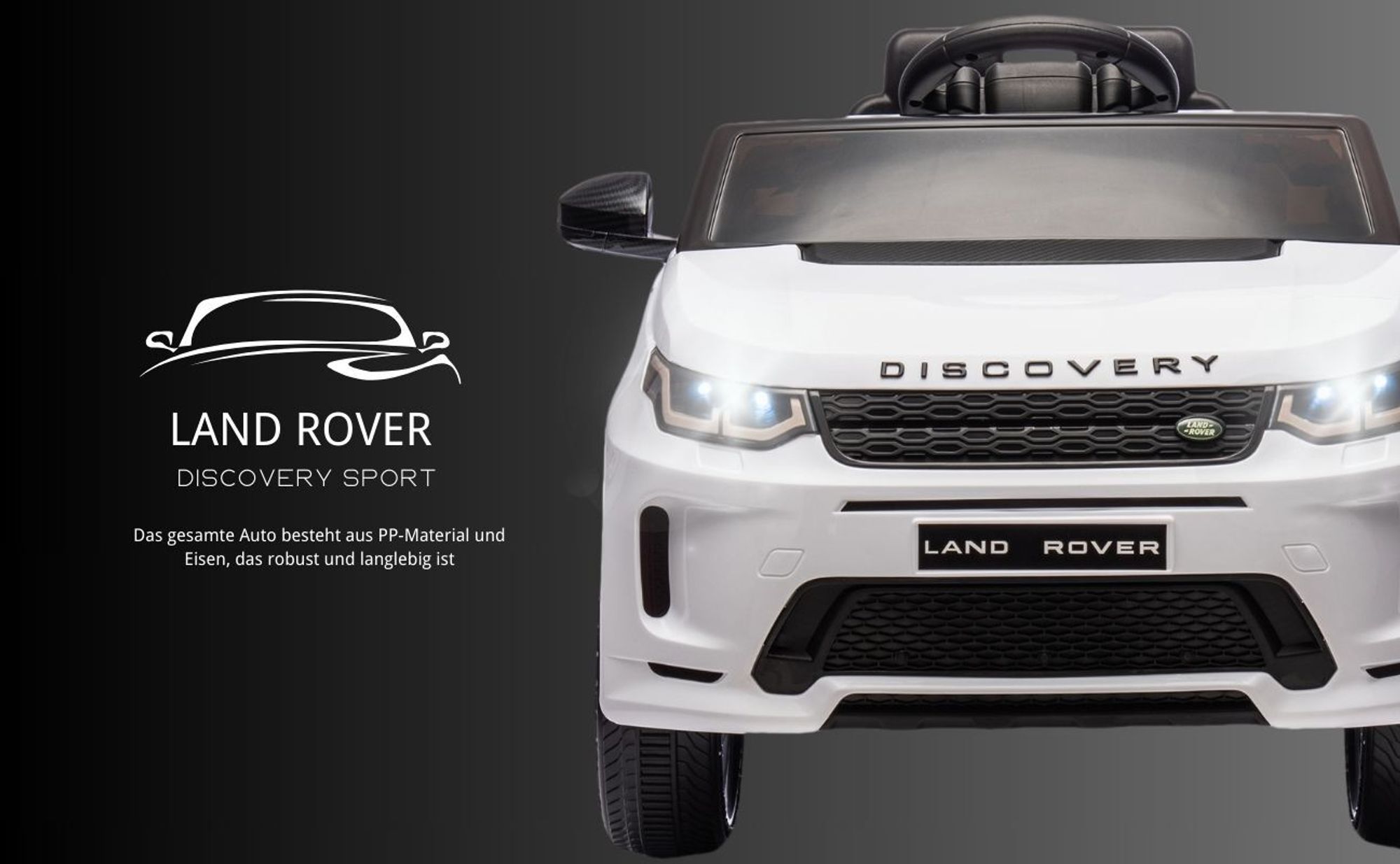 12V 4.5A.h LAND ROVER Discovery Sport Elektroauto Kinderauto,mit 2,4G Fernbedienung, LED Scheinwerfer, MP3, Hupe und Musik, Weiss