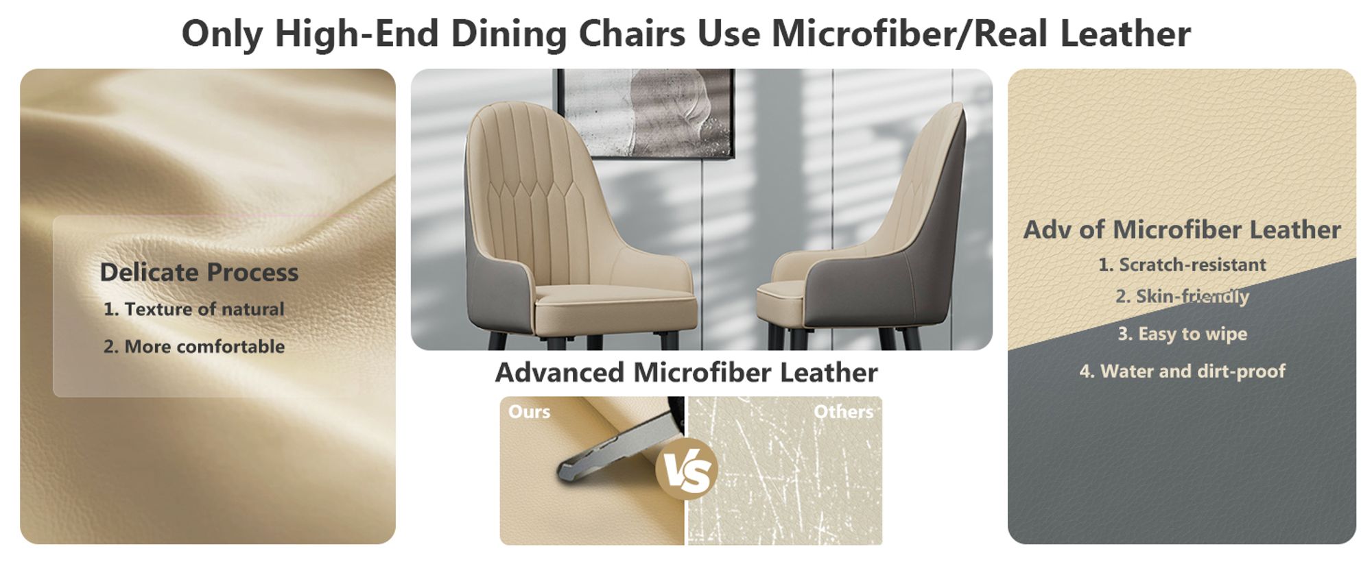 WISFOR 2er Set Esszimmerstühle Leder Metall Stühle mit Armlehne Ergonomische Esstisch Stühle mit Polsterung Küchenstühle bis 150 kg Gastronomie Stühle