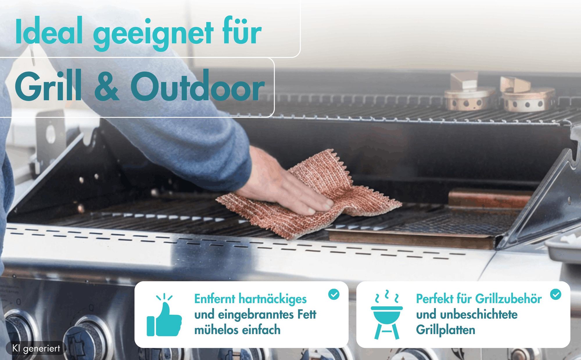 Perfekt für Grillrost und unbeschichtete Grillplatten