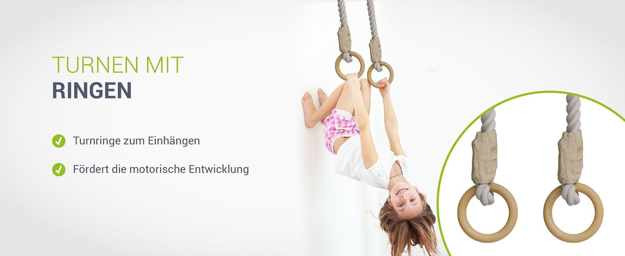 Juskys Sprossenwand für Kinder - Indoor Klettergerüst mit Turnringen und Strickleiter