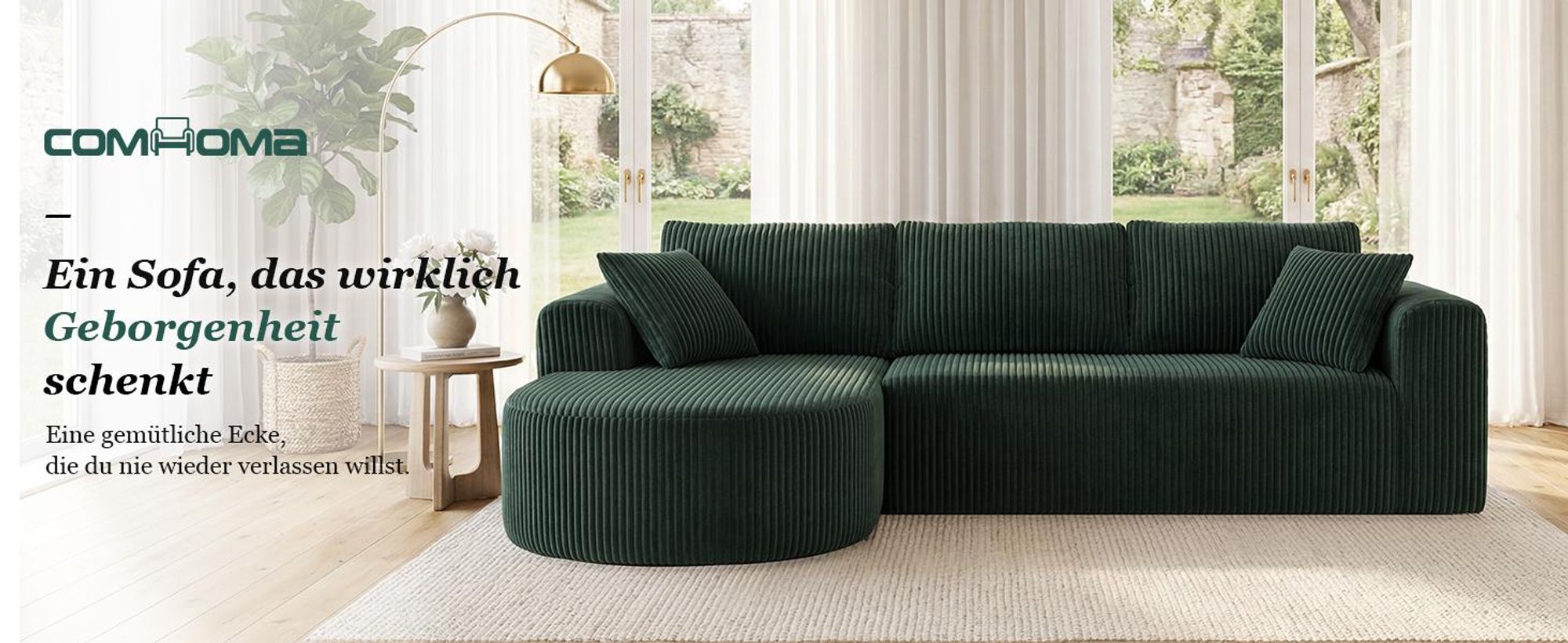 Sofa Ecksofa mit Schlaffunktion, Corduroy Modulares Boneless Couch mit Chaiselongue, L-Form Schlafsofa, Sektionssofas mit Kissen & Seitentaschen 243cm