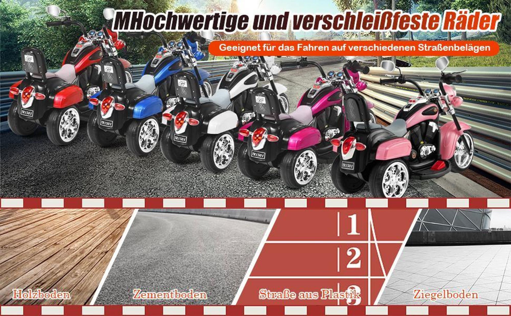 Elektromotorrad 6V, Kindermotorrad ab 3 Jahren, Elektro-Motorrad mit einstellbaren Scheinwerfern & Hupe & Pedalen (Rosa)