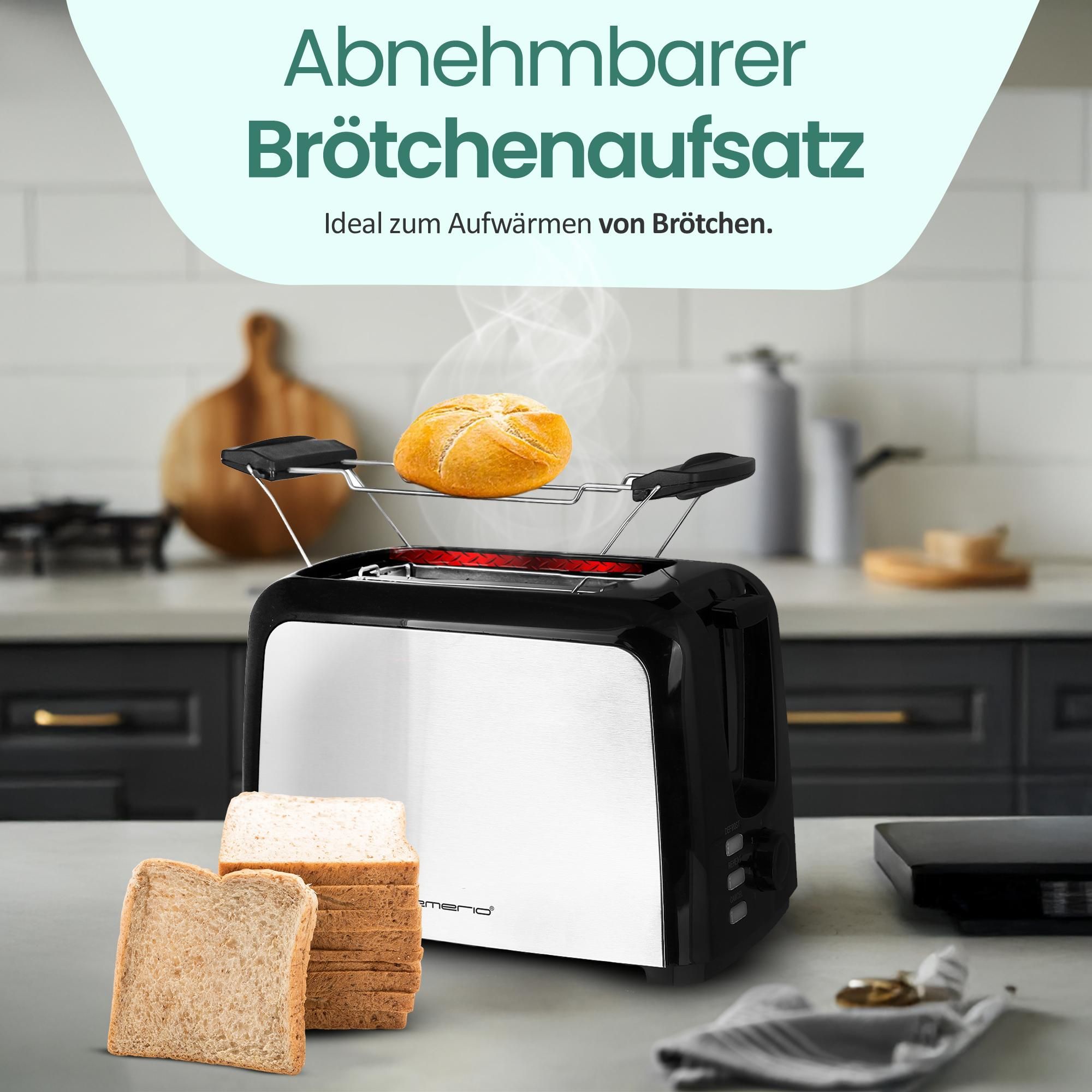 Emerio Toaster – 750 W – 2 Schlitze – Edelstahl – TO-123924 – Silberfarben
