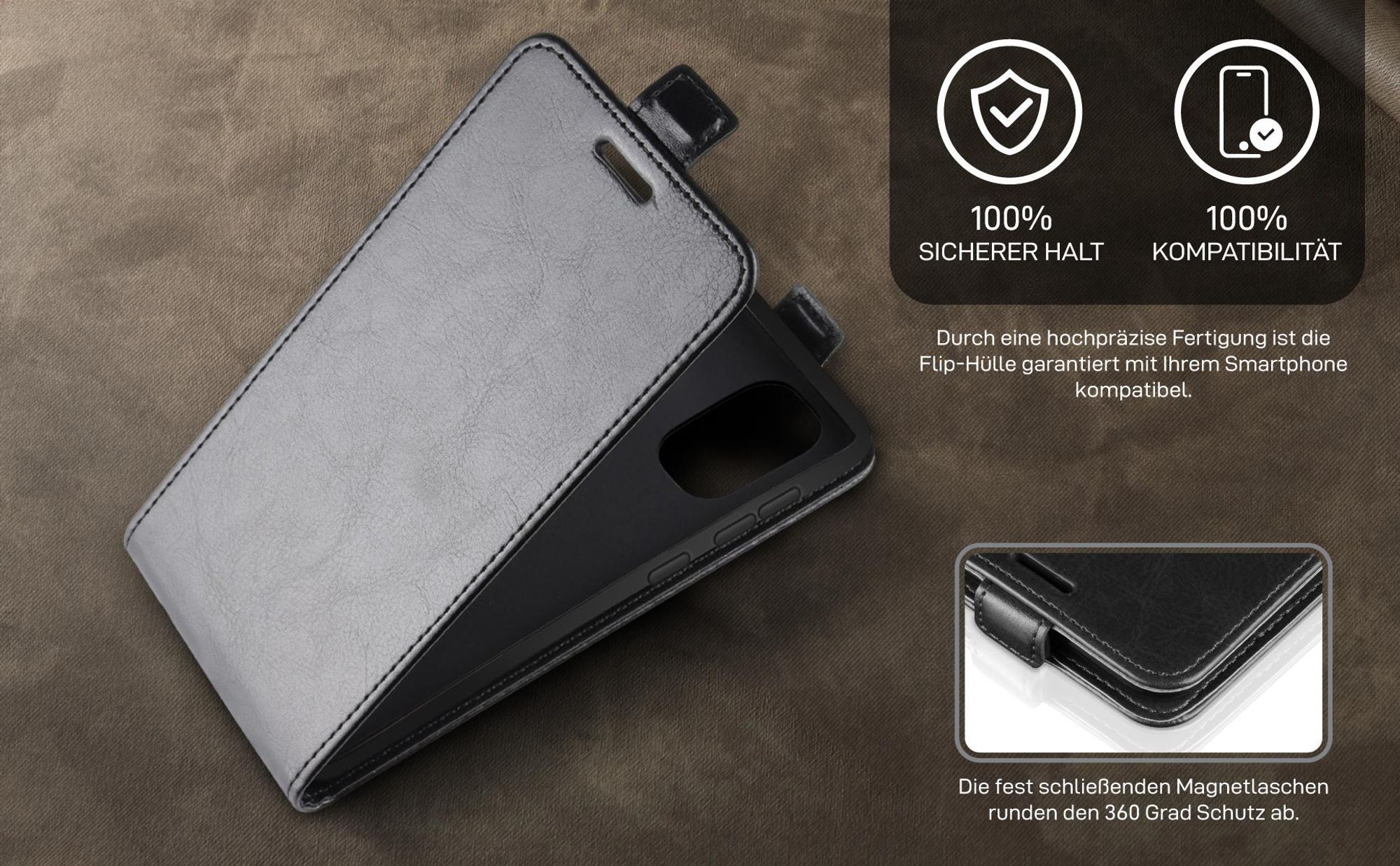 Smartphone Case in Schwarz für Samsung Galaxy A52 / A52 5G / A52s 5G mit Magnetlasche