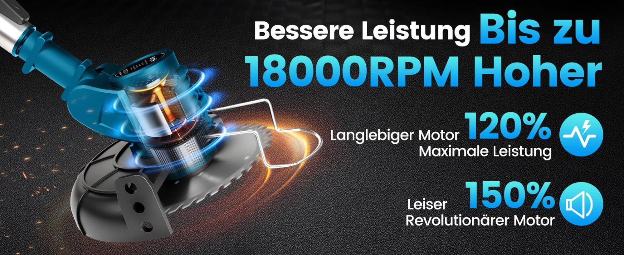 1200W Akku Rasentrimmer mit 2× 4000mAh Akku 21V, Bürstenloser Motor Rasentrimmer Freischneider mit Akkus & Ladegerät
