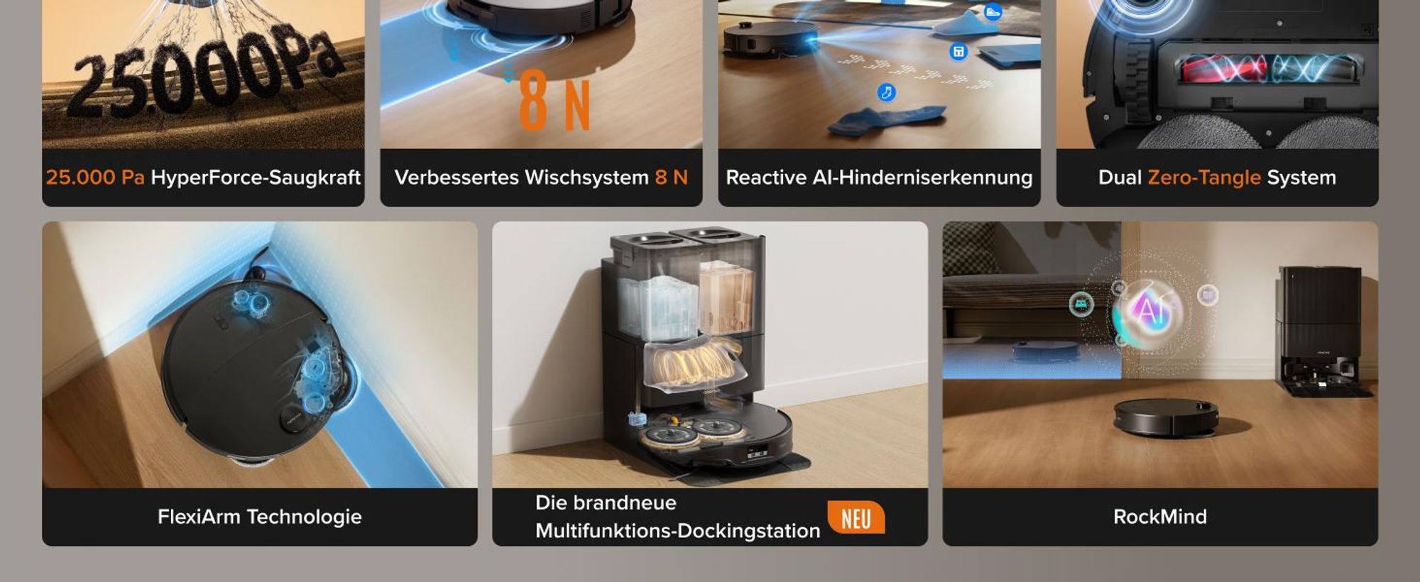 Roborock Qrevo Edge 2 Staubsauger Roboter, 25.000 Pa Saugroboter mit Wischfunktion Wischmopp-Hebefunktion, 80 °C Moppwäsche mit heißem Wasser, Schwarz