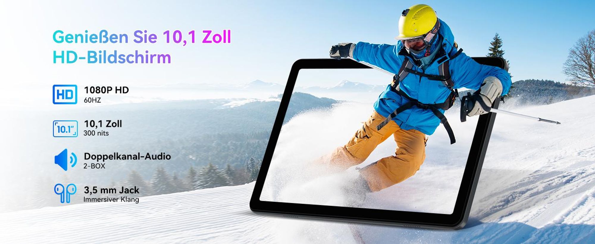KOBONA-TABWEE T80 Android 16 Tablet 10 Zoll mit Stylus ,128 GB interner Speicher, 6000mAh Akku, 5G WLAN, HD-Display, Bluetooth 5.0, Gemini AI