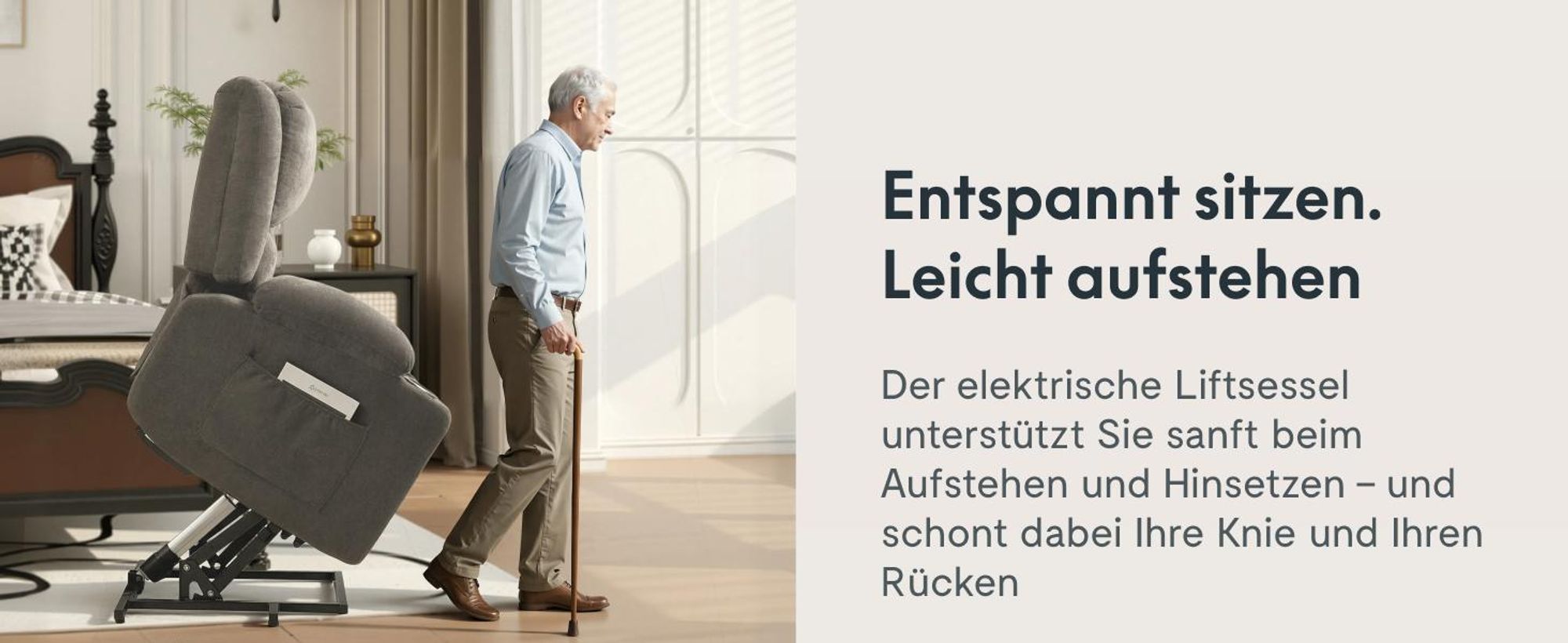 FLEXISPOT XL6 Elektrischer Massagesessel mit Aufstehhilfe, Heizfunktion, USB-Anschluss & Decke, 105°-165° verstellbar, belastbar bis 200 kg (Hellgrau)