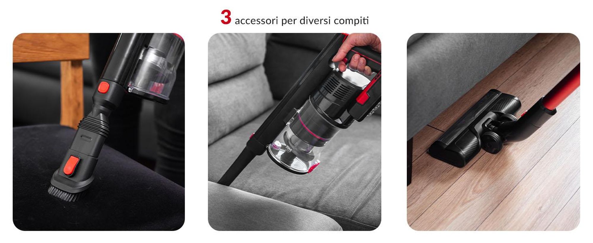 LEHMANN Aspirateur Balai sans Fil 3 en 1, 45min Autonomie, Réservoir 1,8L, Brosse LED, Filtre HEPA