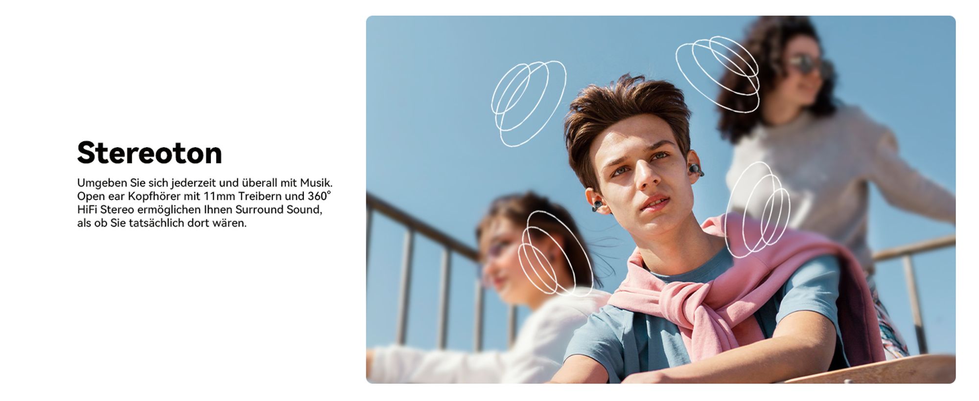 Bluetooth Kopfhörer, Sport Kopfhörer, In Ear Kopfhörer, Bluetooth 5.4 Sport-Kopfhörer( Offenes Ohrclip-Design , HiFi Stereo, 60 Std Laufzeit, IPX7）