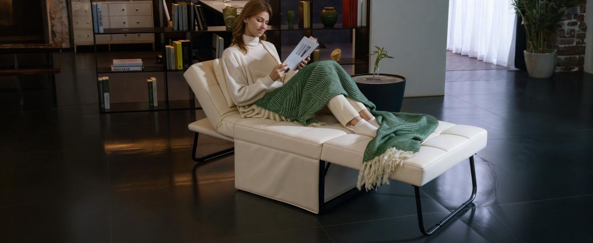 FLEXISPOT 4-in-1 Schlafsofa Klappbett Einzelsofa mit klappbarem Hocker, Kissen & 5-fach verstellbarer Rückenlehne, Schlafsessel für Gästezimmer Beige