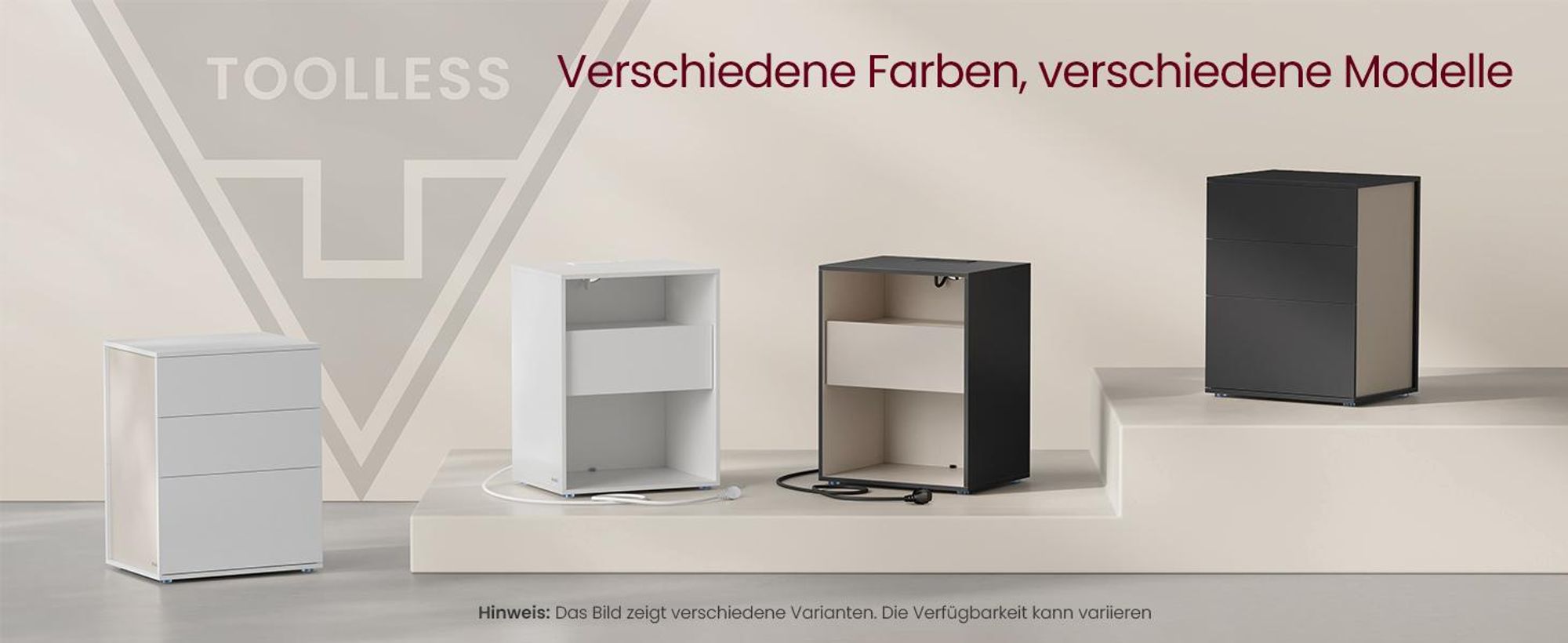 VASAGLE Toolless-Technologie Nachttisch, Beistelltisch mit Ladefunktion, Nachtschrank