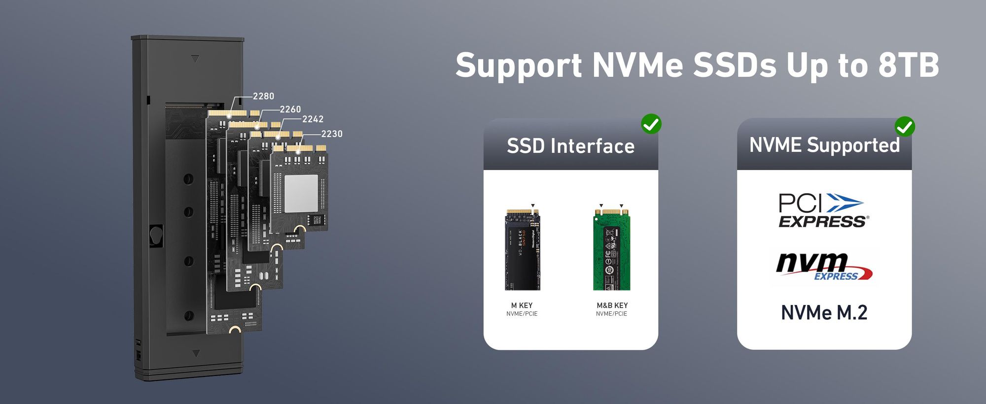 BENFEI Festplattengehäuse NVMe M.2 SSD Gehäuse USB 3.2 10Gbps mit Kühlkissen