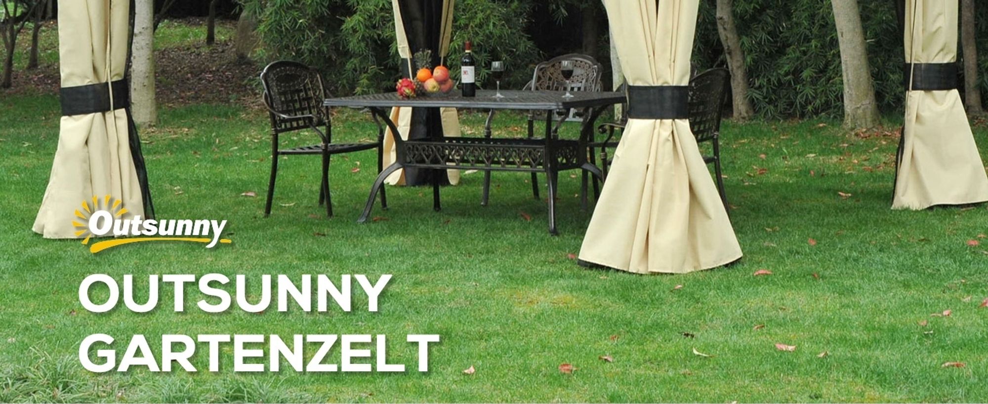 Outsunny Luxus Pavillon Gartenpavillon Partyzelt Gartenzelt PC-Dach Alu