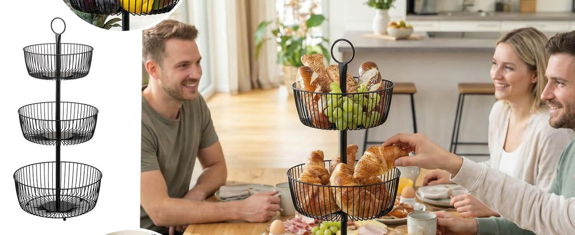 Corbeille de fruits sur la table de cuisine