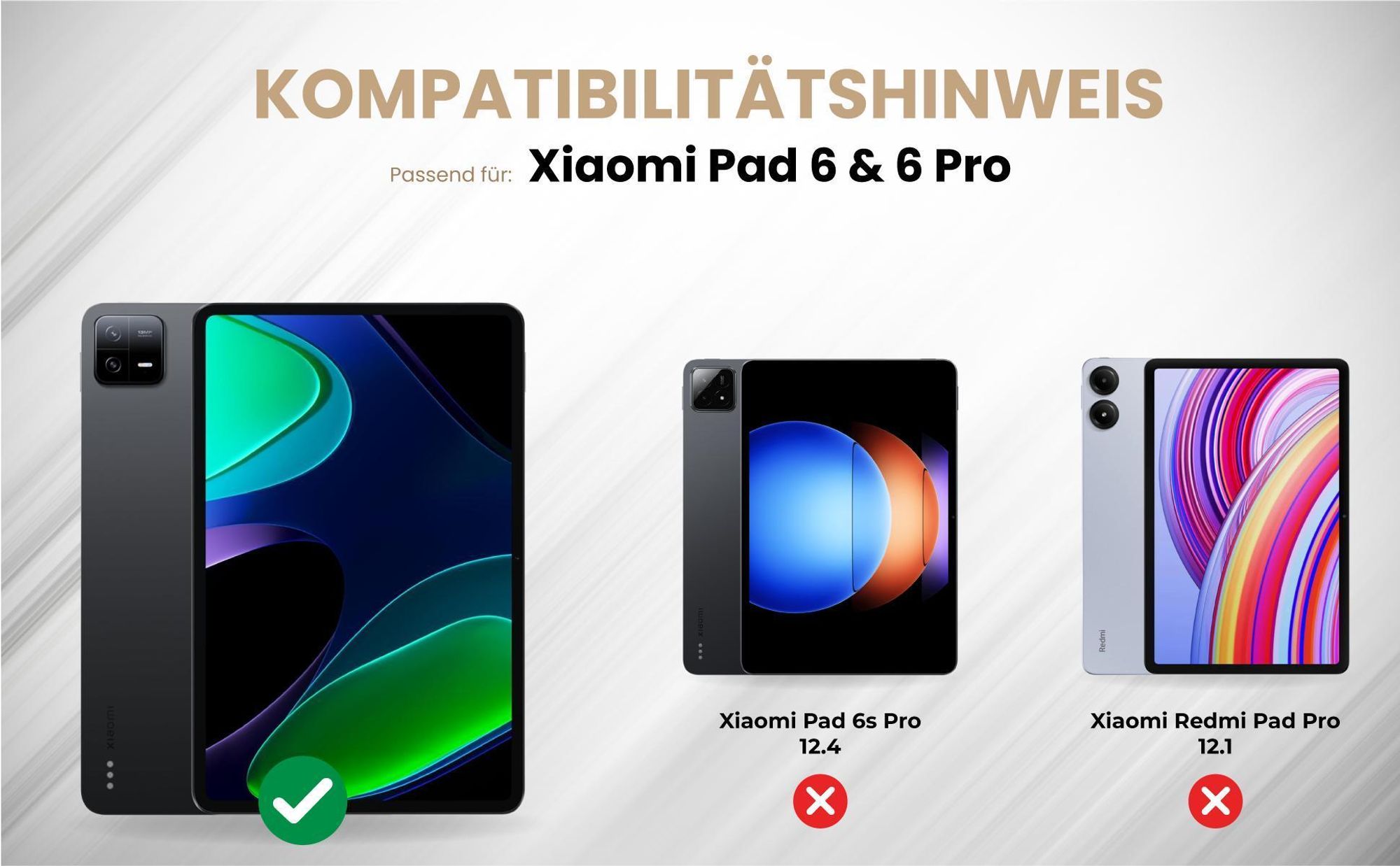 Kompatibilitätshinweise Tablet Cover für Xiaomi Pad 6 / 6 Pro 11.0