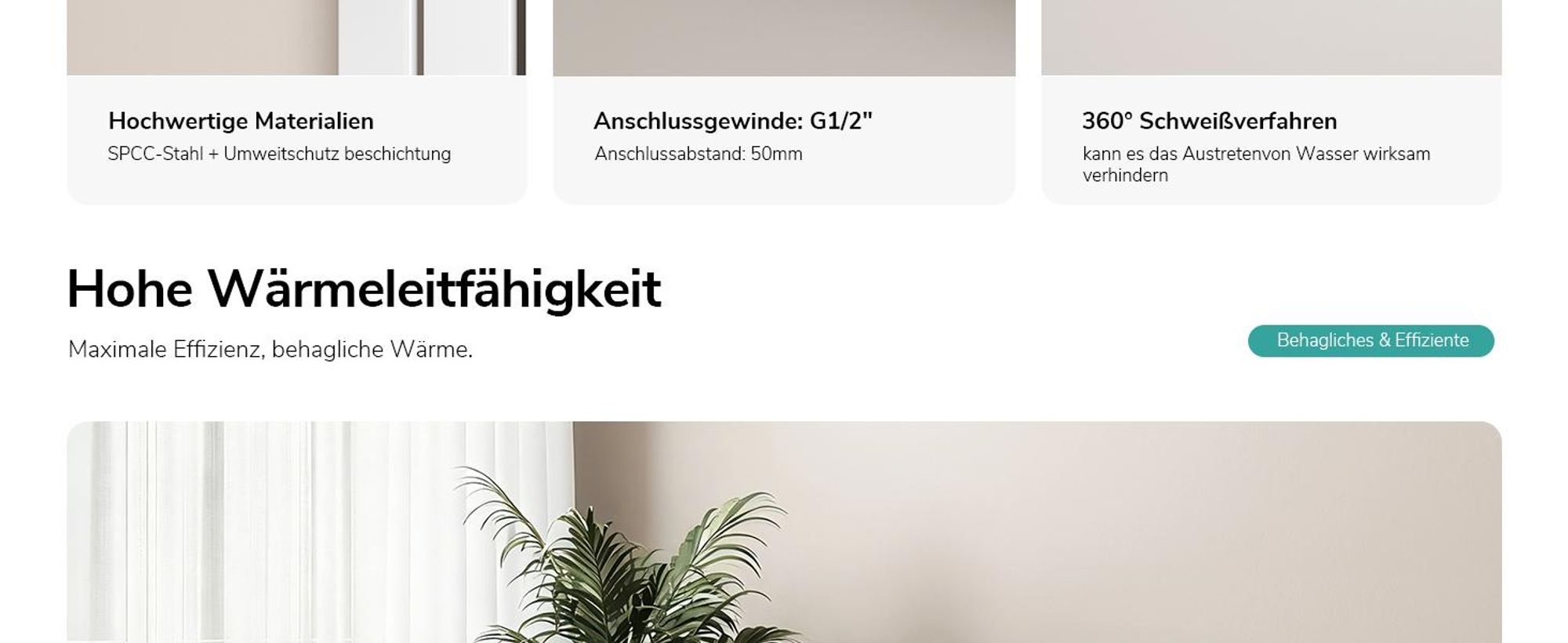 EMKE Design Paneelheizkörper Horizontal 630x1006mm 712W Flachheizkörper Weiß Heizkörper Einlagig SPCC-Stahl Seitenanschluss ohne Heizstab