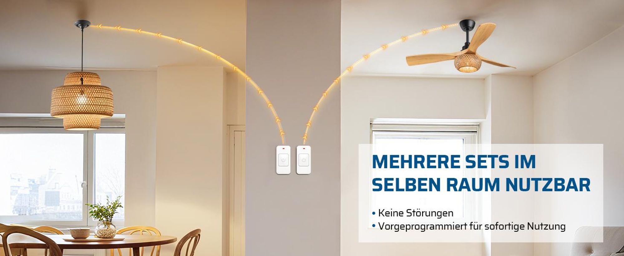 DEWENWILS Funk-Lichtschalter Set 230 V, magnetischer Funkschalter mit Empfänger, drahtlos, Reichweite bis 30 m, erweiterbar, 2300 W
