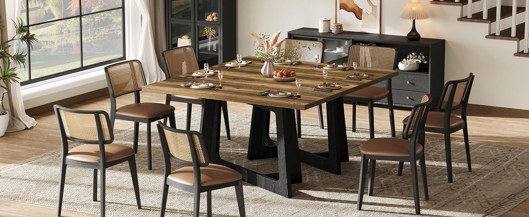 Tribesigns 120 cm Esstisch für 2–4 Personen, Kleiner Küchentisch mit stabilem Säulenfuß, Landhaus-Möbel aus Holz für Küche & Esszimmer in Räumen