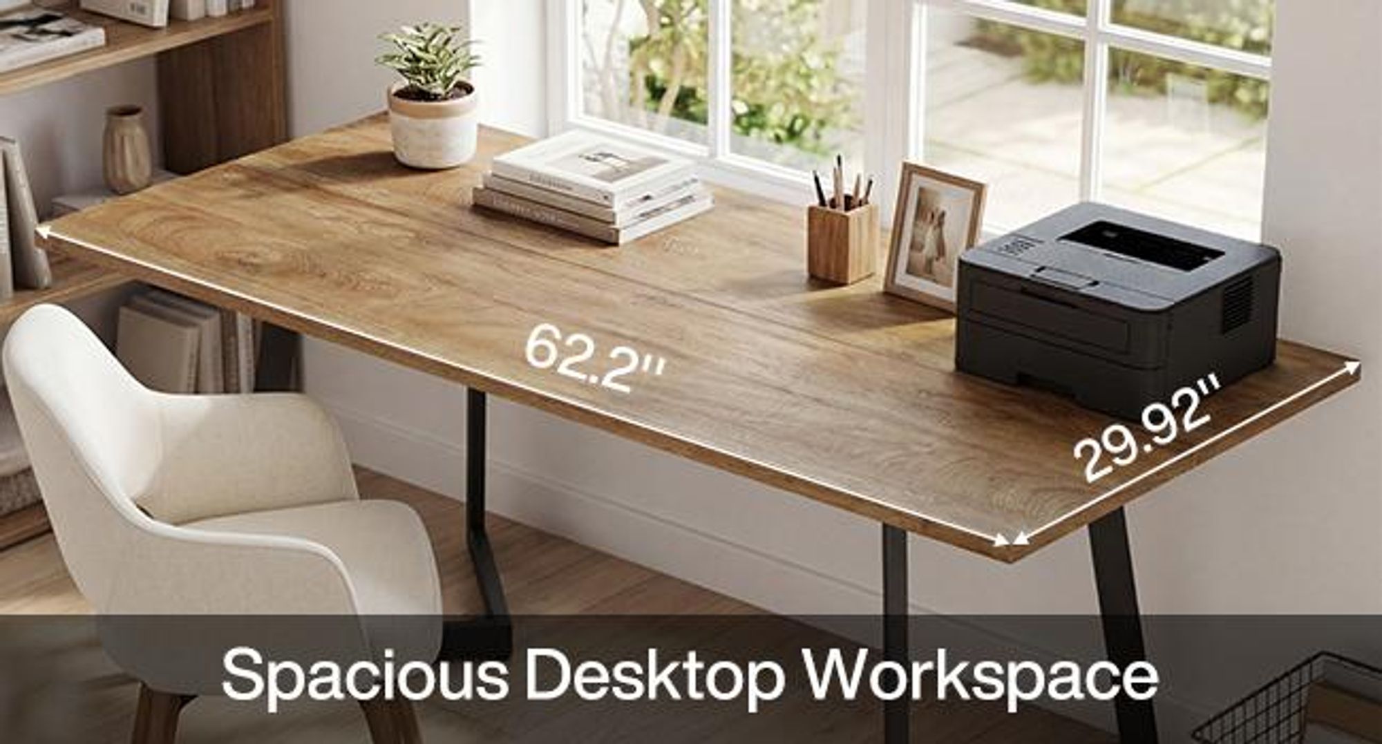 Tribesigns Schreibtisch im Industriestil, schlichter, moderner Computertisch für das Homeoffice mit robusten, V-förmigen Metallbeinen, Braun + Schwarz