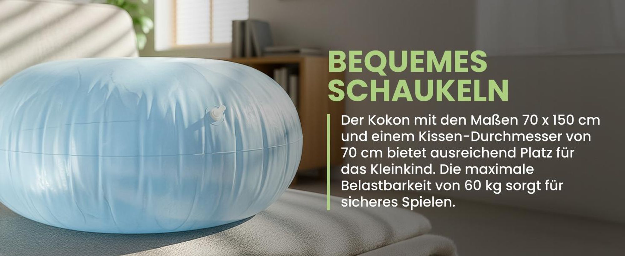 Graue Hängekokon für Kinder Hängestuhl mit Kissen