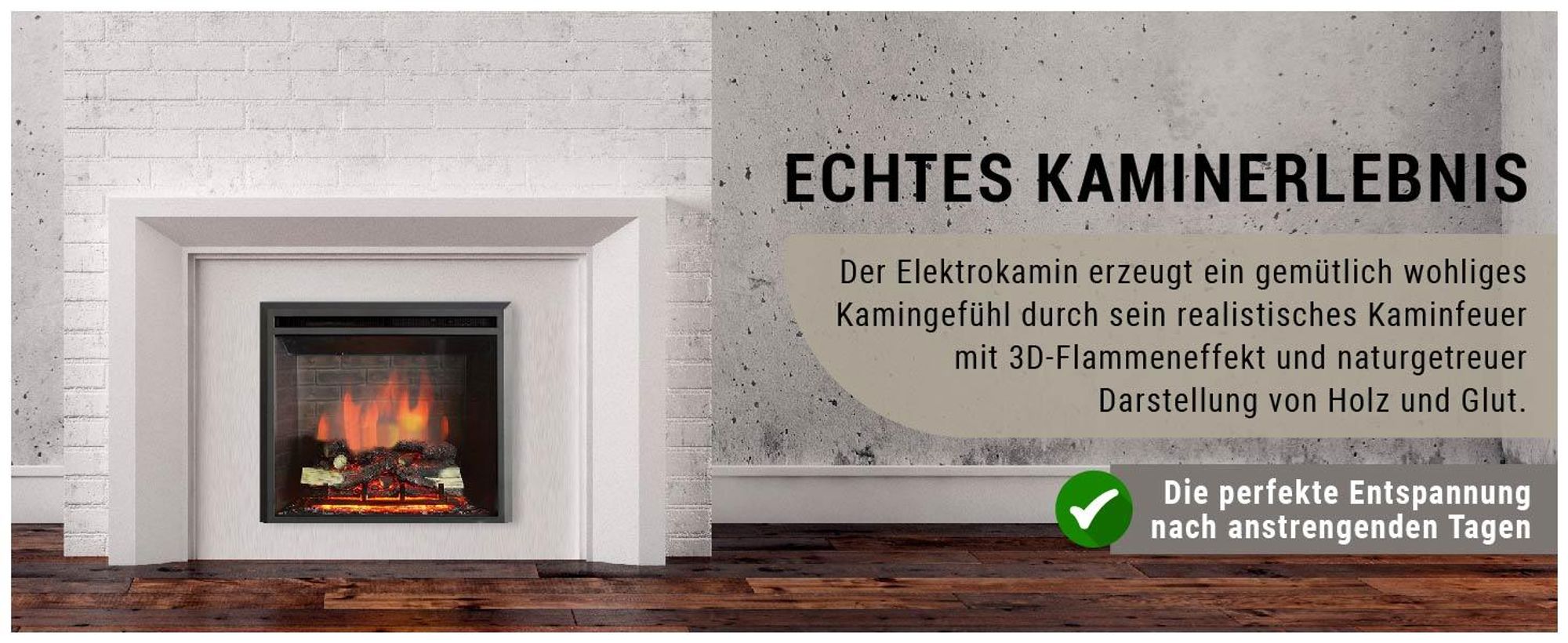 BALDERIA Elektrokamin Calida 26" - Einbaukamin - Schwarz