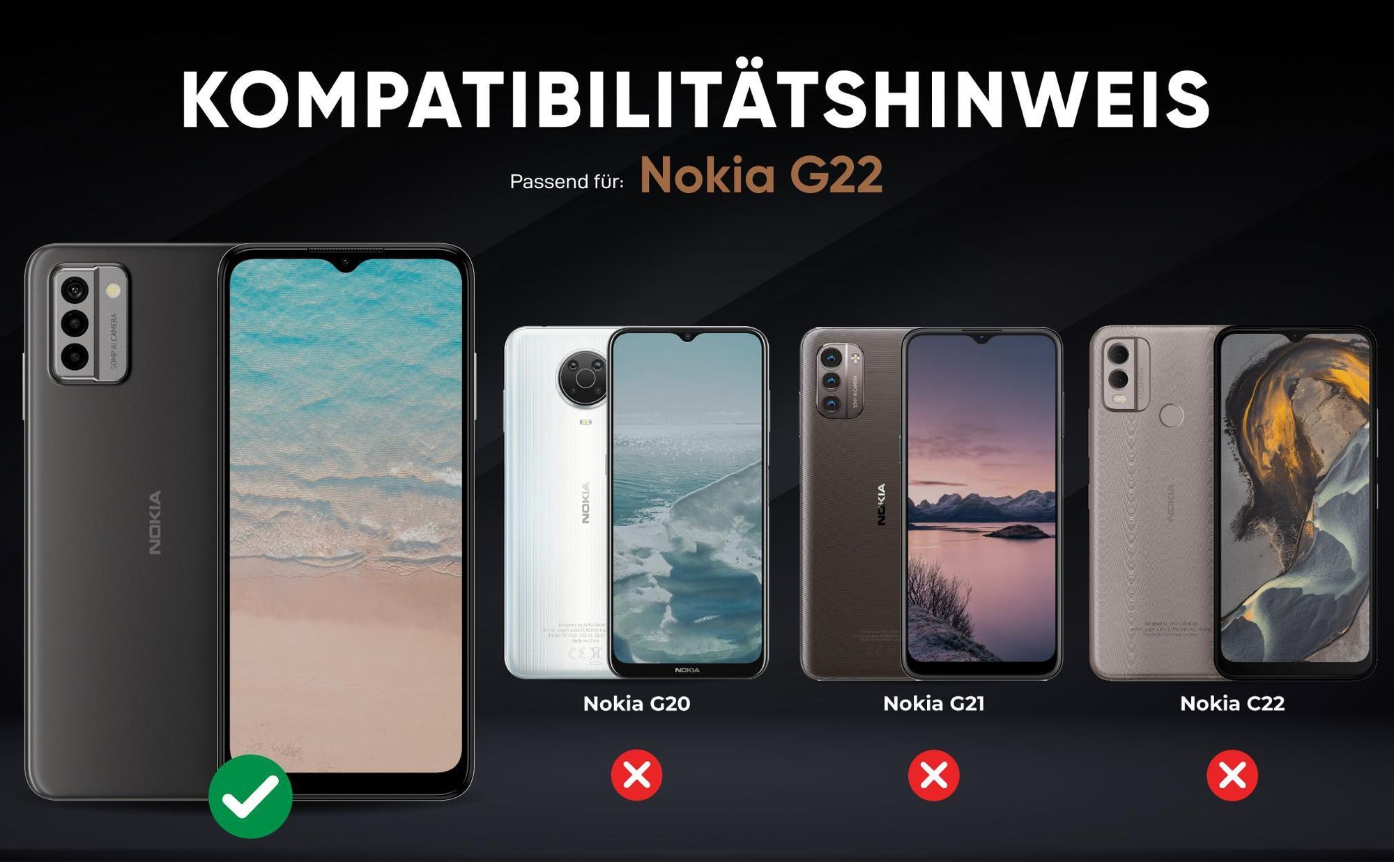 Kompatibilitätshinweise Hülle für Nokia G22