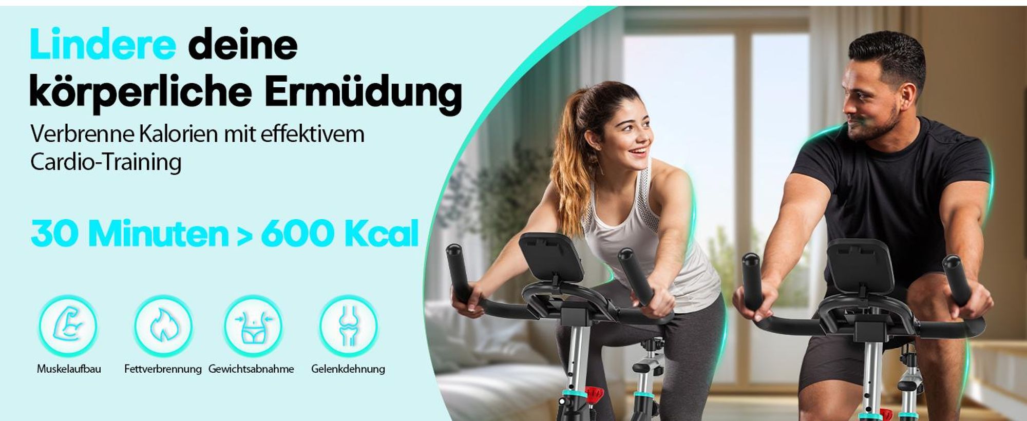Magnetwiderstand Heimtrainer, Ultraleises Fahrrad mit LCD Display, Mehrstufig einstellbarer Widerstand, Belastbar bis 160 kg