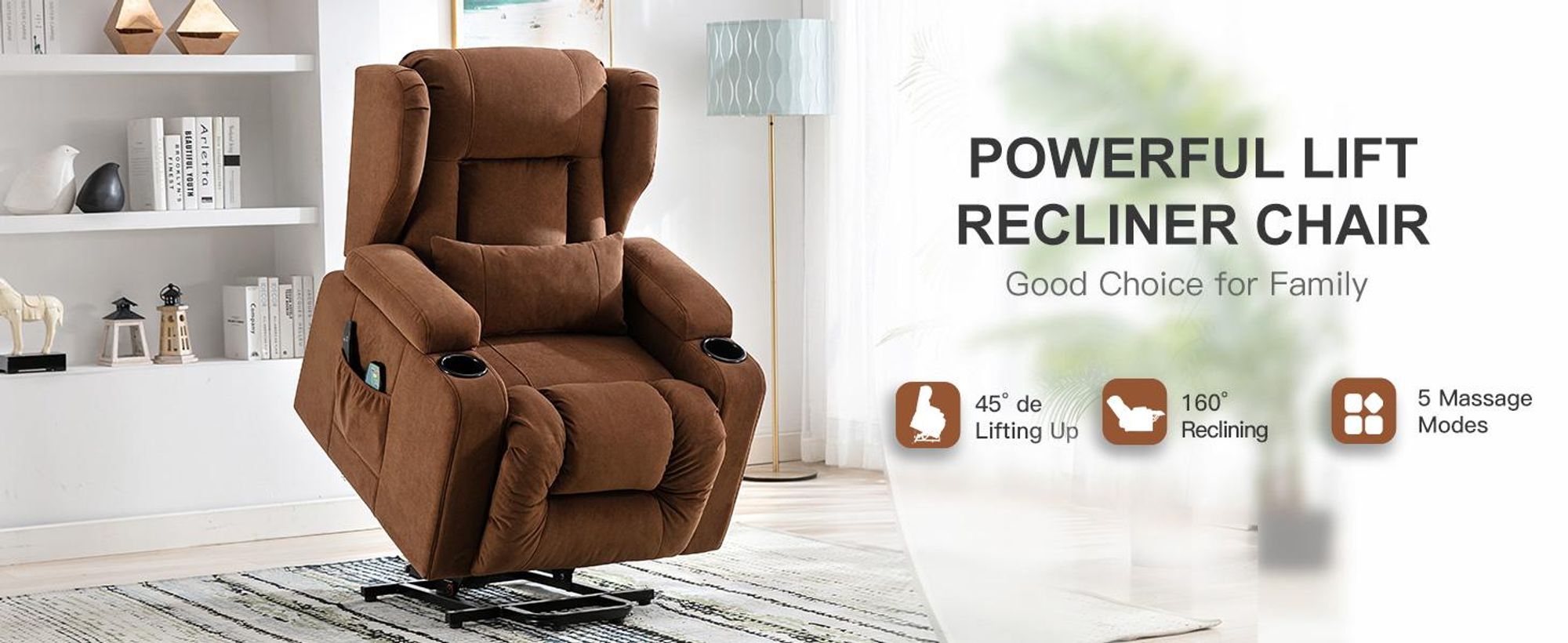 COMHOMA Fauteuil de relaxation debout Fauteuil de massage TV inclinable avec massage Fauteuil ergonomique Connexion USB Tissu de surface