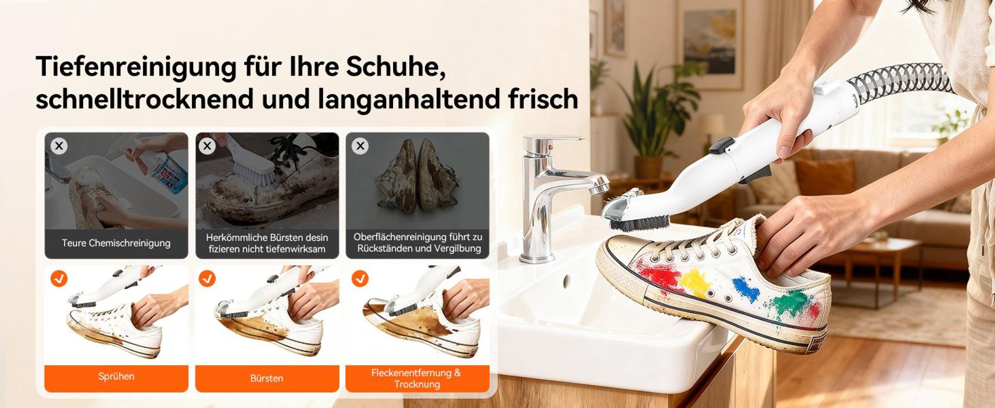 Uwant Y100 Steam Polsterreiniger Gerät, 3-in-1 Dampfreiniger für Sofa, Teppich und Auto mit 18KPA, 1750W Heißdampf, 65°C Heißwasser,Kaltwasser