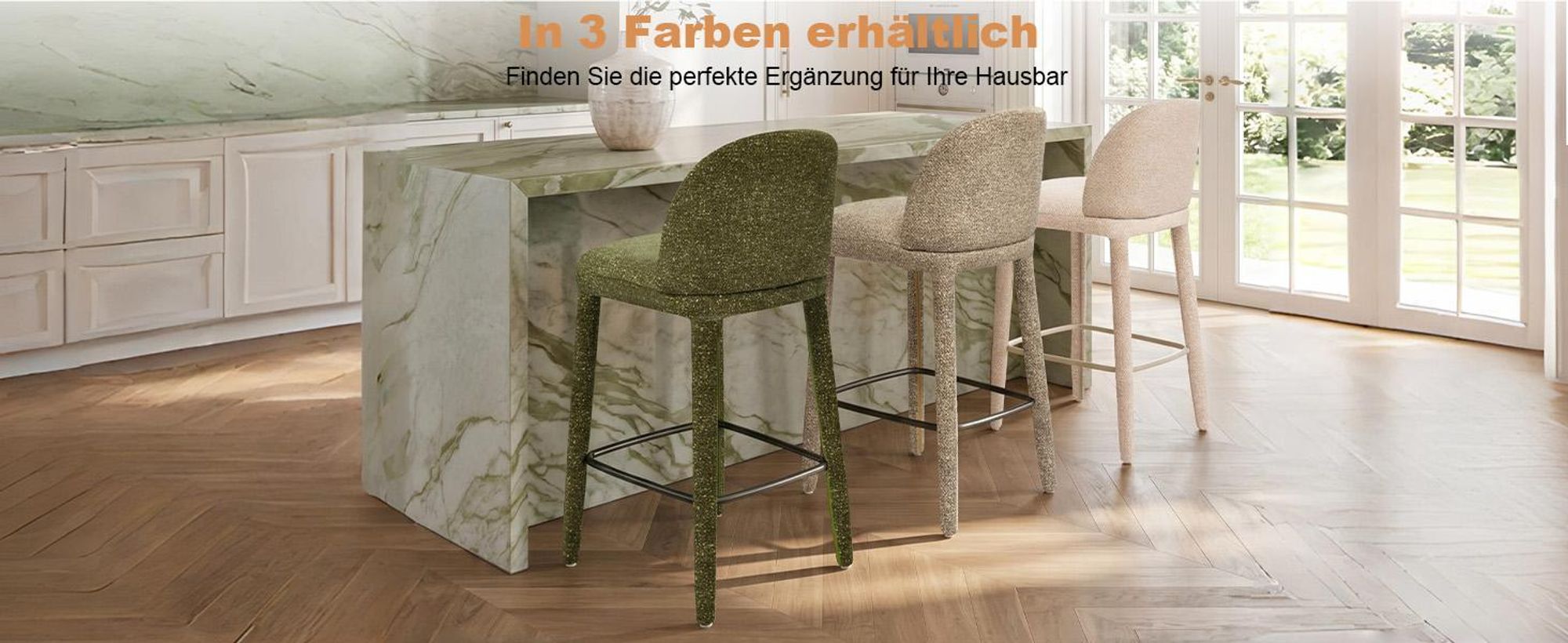 Duhome Barhocker 2er Set en Bouclé und Metall Barstuhl mit Pedal Polsterhocker Modern für Küche Esszimmer Bar Bistro, Grau