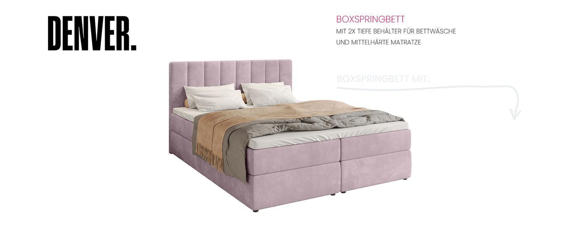 BroMARKT Boxspringbett DENVER mit 2 Bettkasten, Bonell-Matratze, Polsterbett, Bett (Beige, Cosmic 10, 160 x 200 cm)