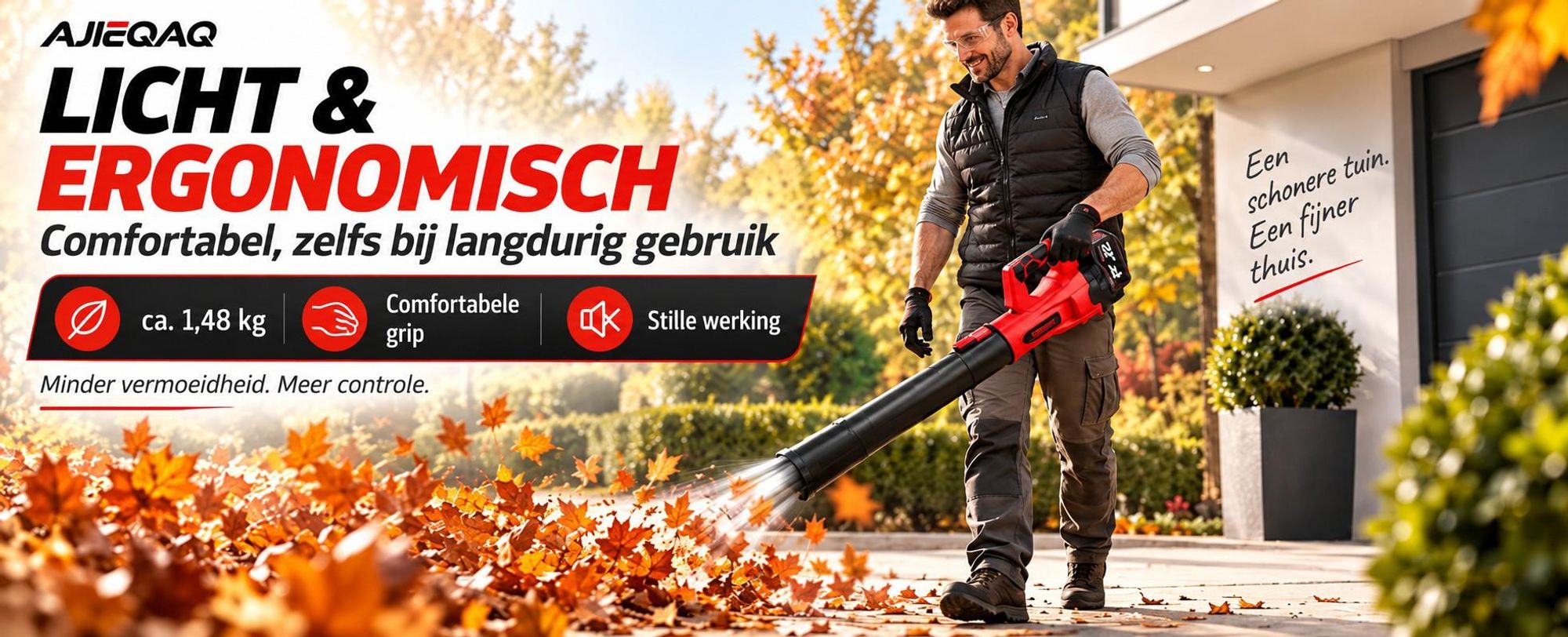 Accu Bladblazer 21V Brushless, 2×4,0Ah Accu’s, 320 km/u, 6 Standen met Turbo, 1000W, Draadloze Bladblazer met 2 Buizen