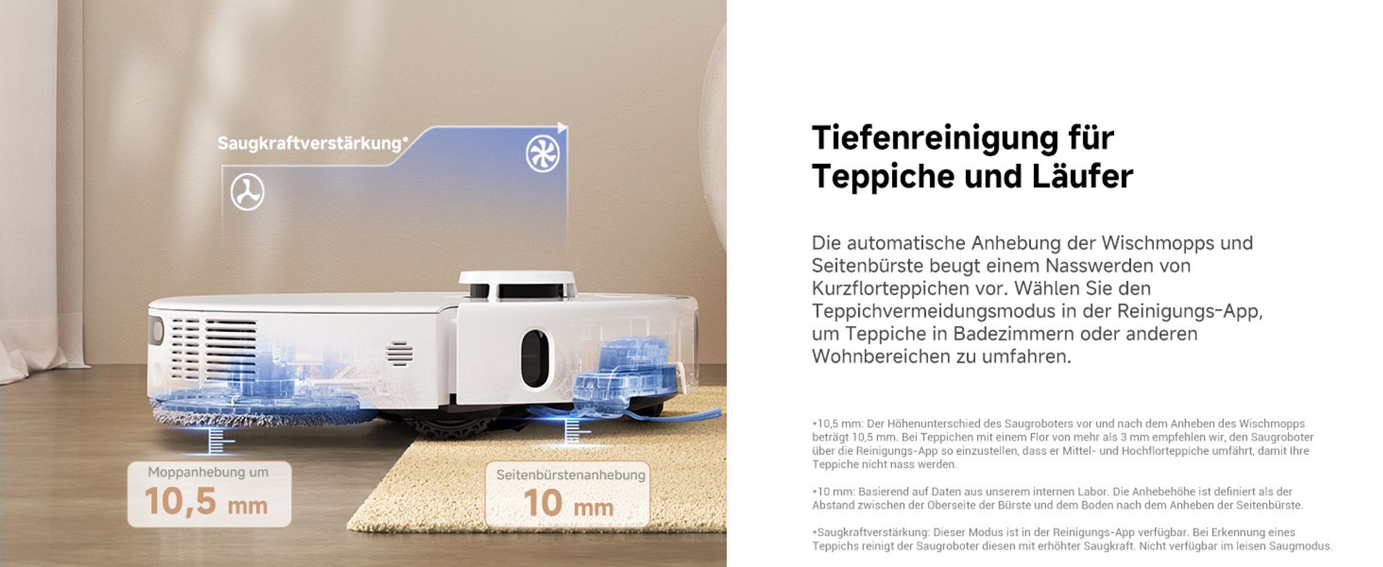 MOVA P50 Ultra Saugroboter mit flexiblem Wischmopp, 19.000 Pa Saugkraft, automatische Wischmoppreinigung bei 75 ℃, automatische Leerung & Nachfüllung