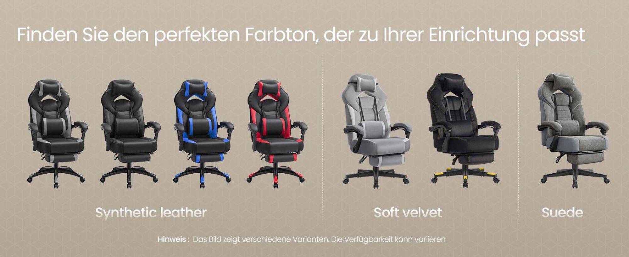 Ergonomischer Gamer-Sessel, Gaming-Stuhl, Bürostuhl, mit Teleskop-Fußstütze, verstellbare Kopfstütze, Lendenwirbelstütze