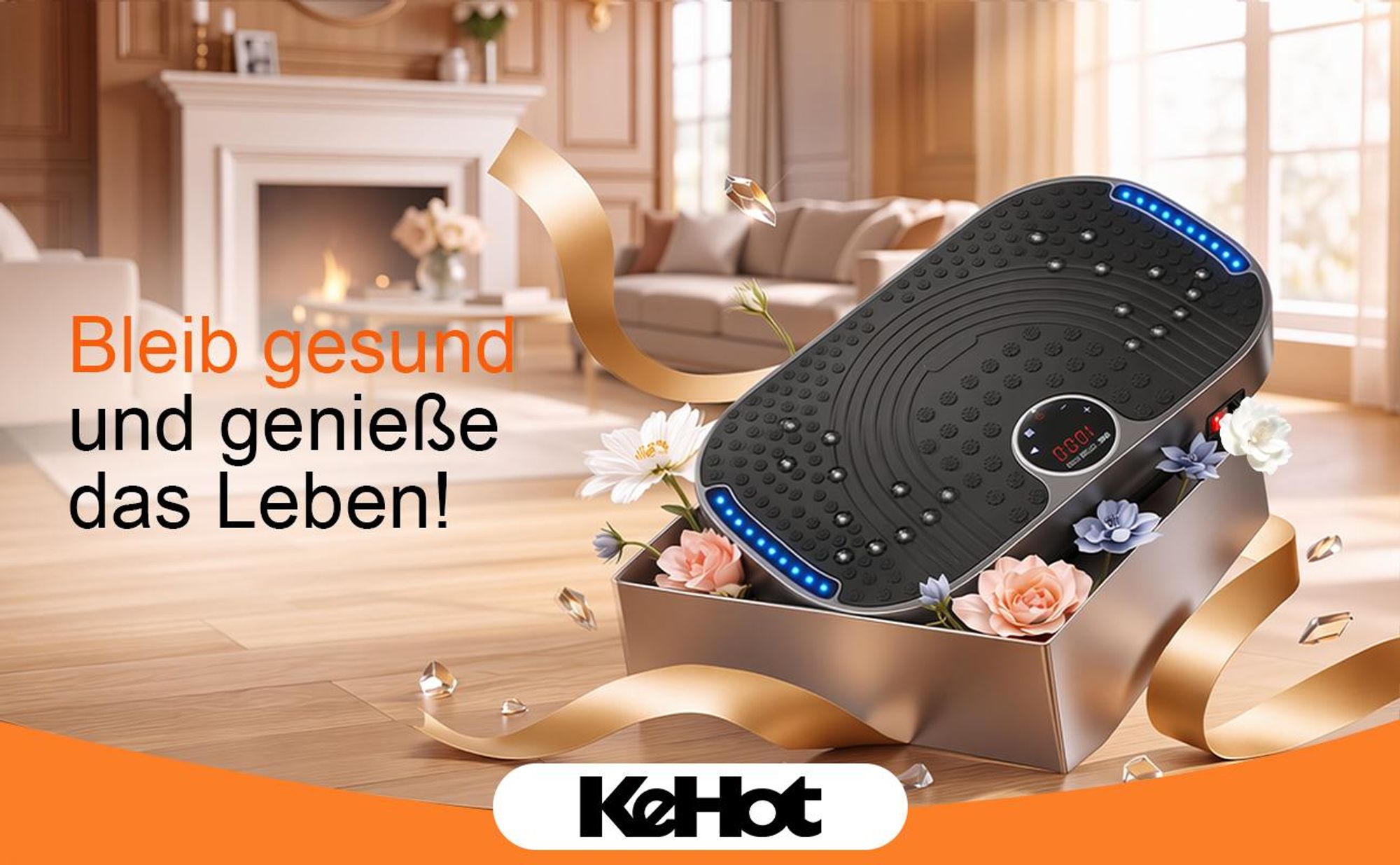 Kehot Vibrationsplatte 120 Stufen 6 Modi 200W Fernbedienung Zugbänder für Zuhause