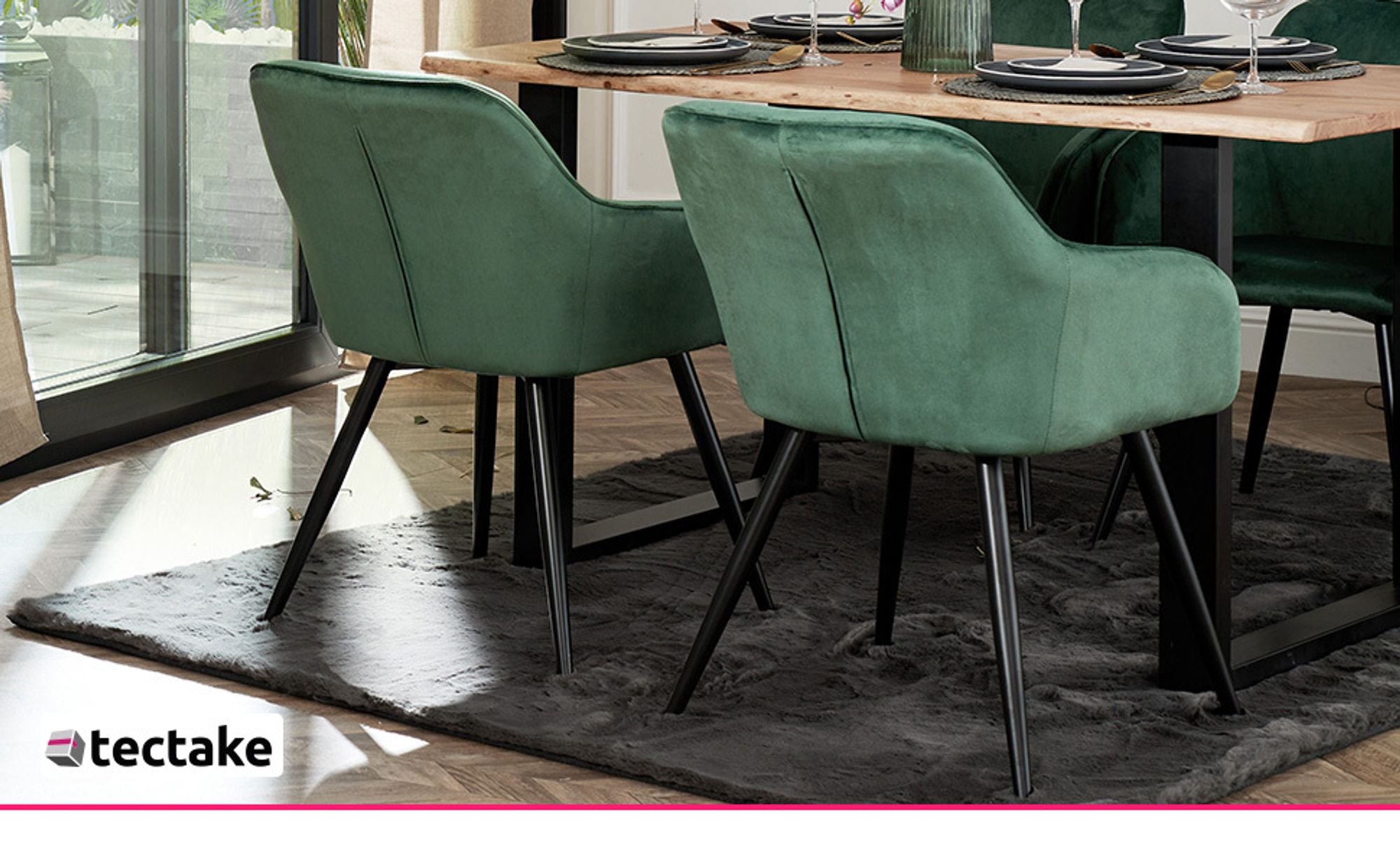 tectake® Esszimmerstuhl Marilyn gepolstert, in Samtoptik 58 x 62 x 82 cm