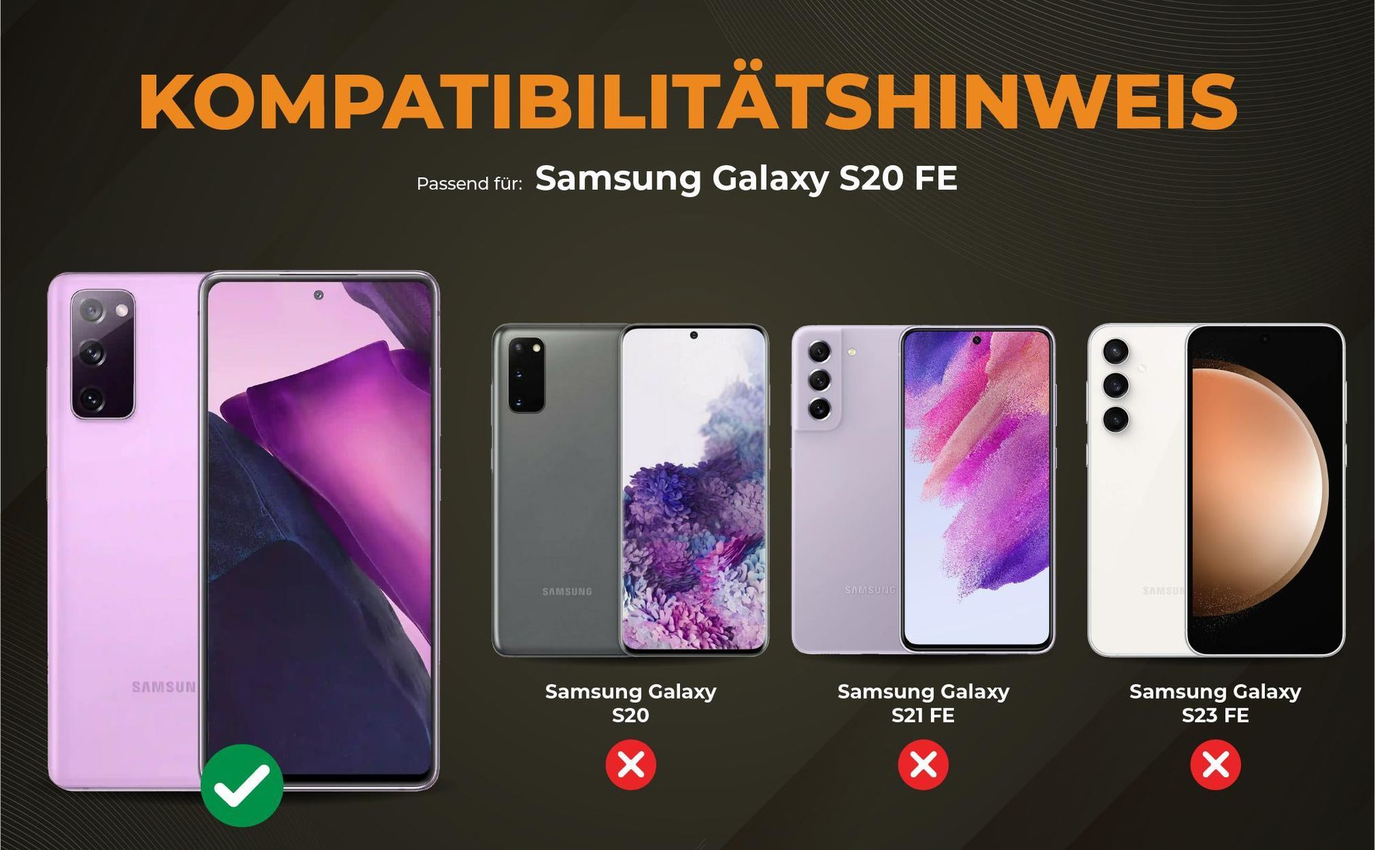 Kompatibilitätshinweise Hülle für Samsung Galaxy S20 FE
