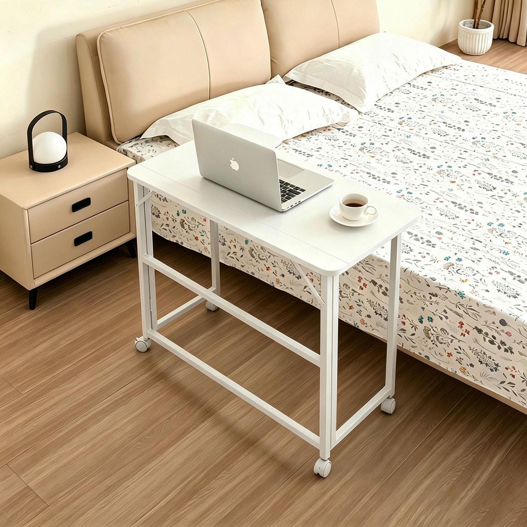 Klappbarer Schreibtisch „Maclean“ weiß mobil 100 x 65 cm max. 50 kg eckig L-Form MC-1250 L/W