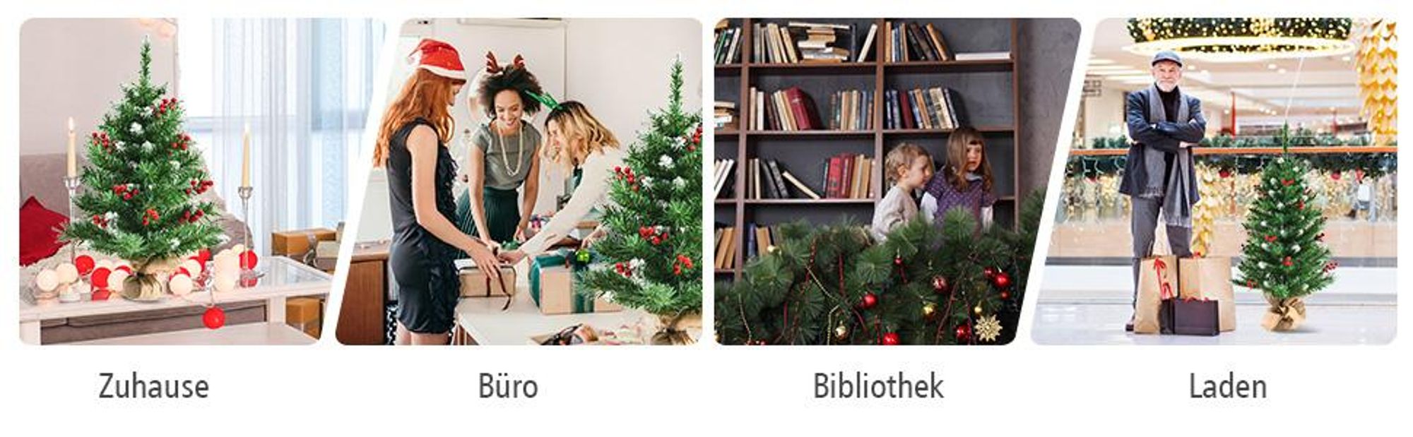 COSTWAY 60cm Kleiner Weihnachtsbaum, Mini Weihnachtsbaum mit 76/108 Zweigen, roten Beeren und Sockel, künstlicher Tisch Weihnachtsbaum für Haus Büro