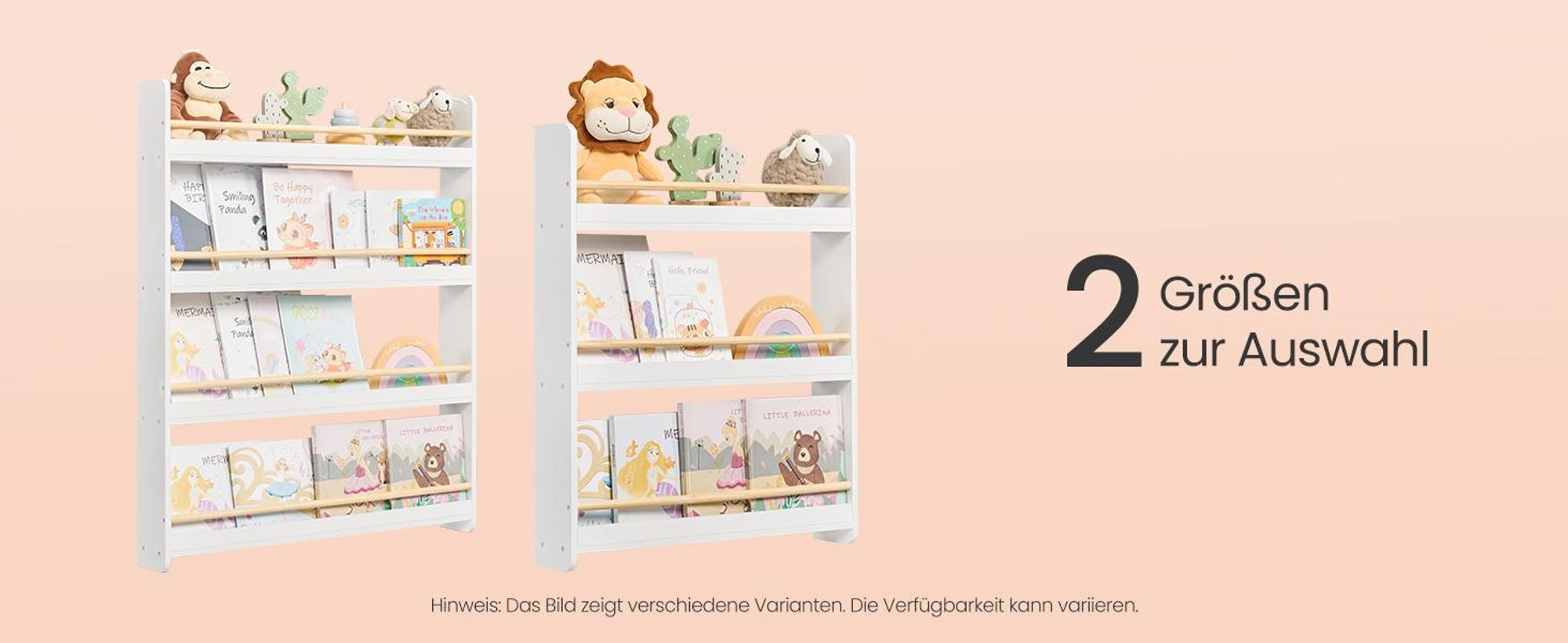 SONGMICS Bücherregal Kinder, Kinderregal mit 4 Ebenen, Spielzeugregal, Wandregal, für Kinderzimmer, Spielzimmer, weiß-naturfarben