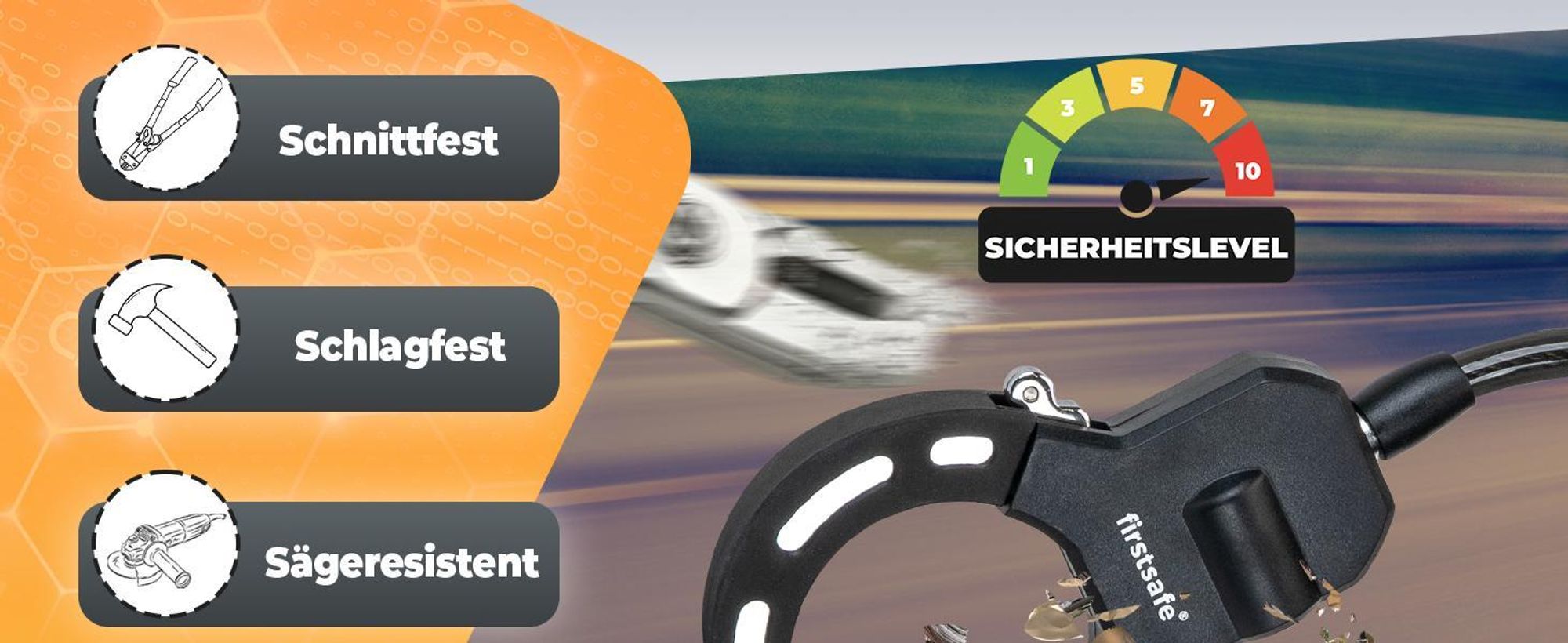 irstsafe® E Scooter Schloss & Handschellenschloss für E Roller – Hochsicherheits-Schloss für E-Scooter | Sicheres Lock, Wasserdicht (grau)