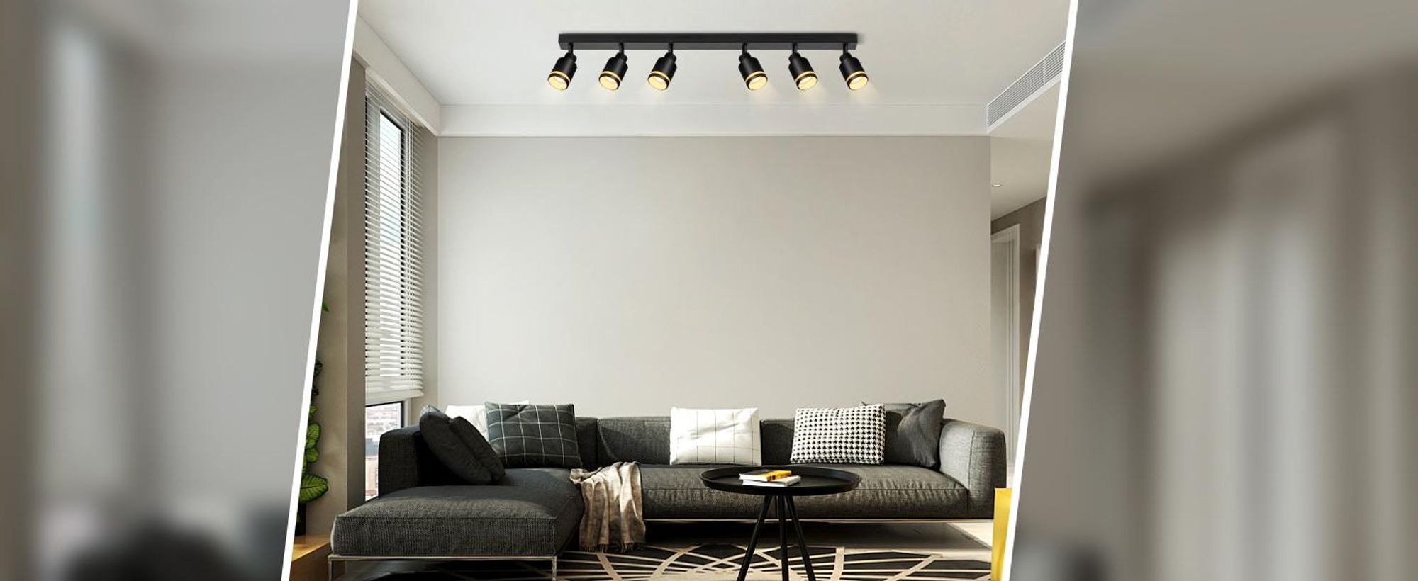 ZMH Faretti da soffitto a LED a 6 luci, faretti da soffitto neri GU10, orientabili, in metallo, per soggiorno e cucina, lampadine non incluse