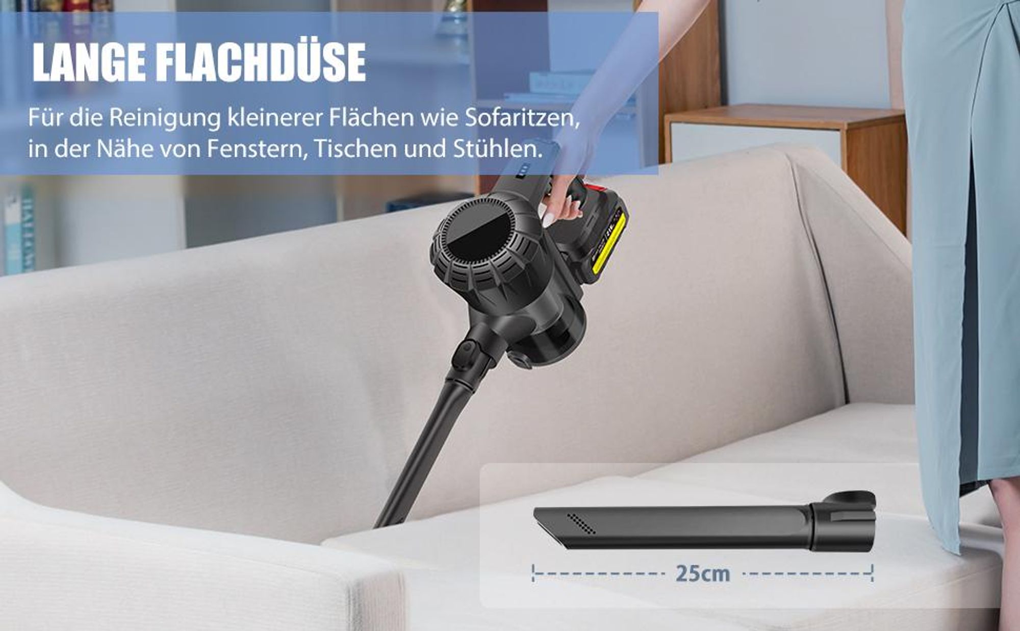 Akku Staubsauger, 360W 30000Pa Staubsauger Kabellos, Stielstaubsauger, 3-in-1 Handstaubsauger, Autostaubsauger