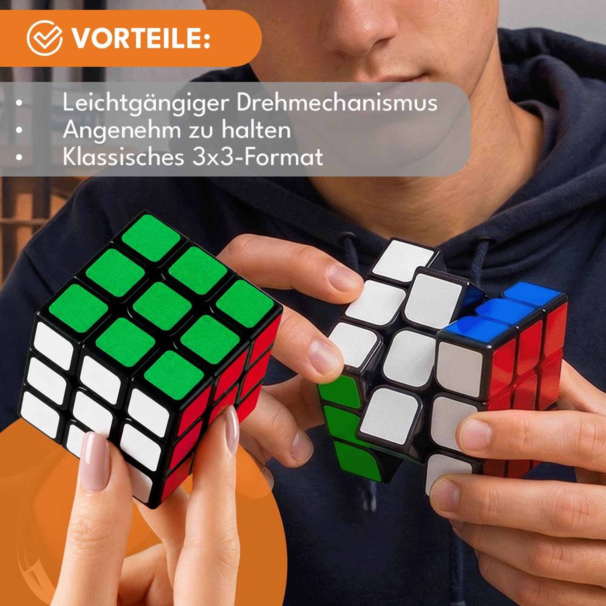 KRUMAD Speed Zauberwürfel 3x3, Magic Cube Puzzle Würfel, Denkspiel für Kinder Erwachsene, Rubik Game für Schule & Reise